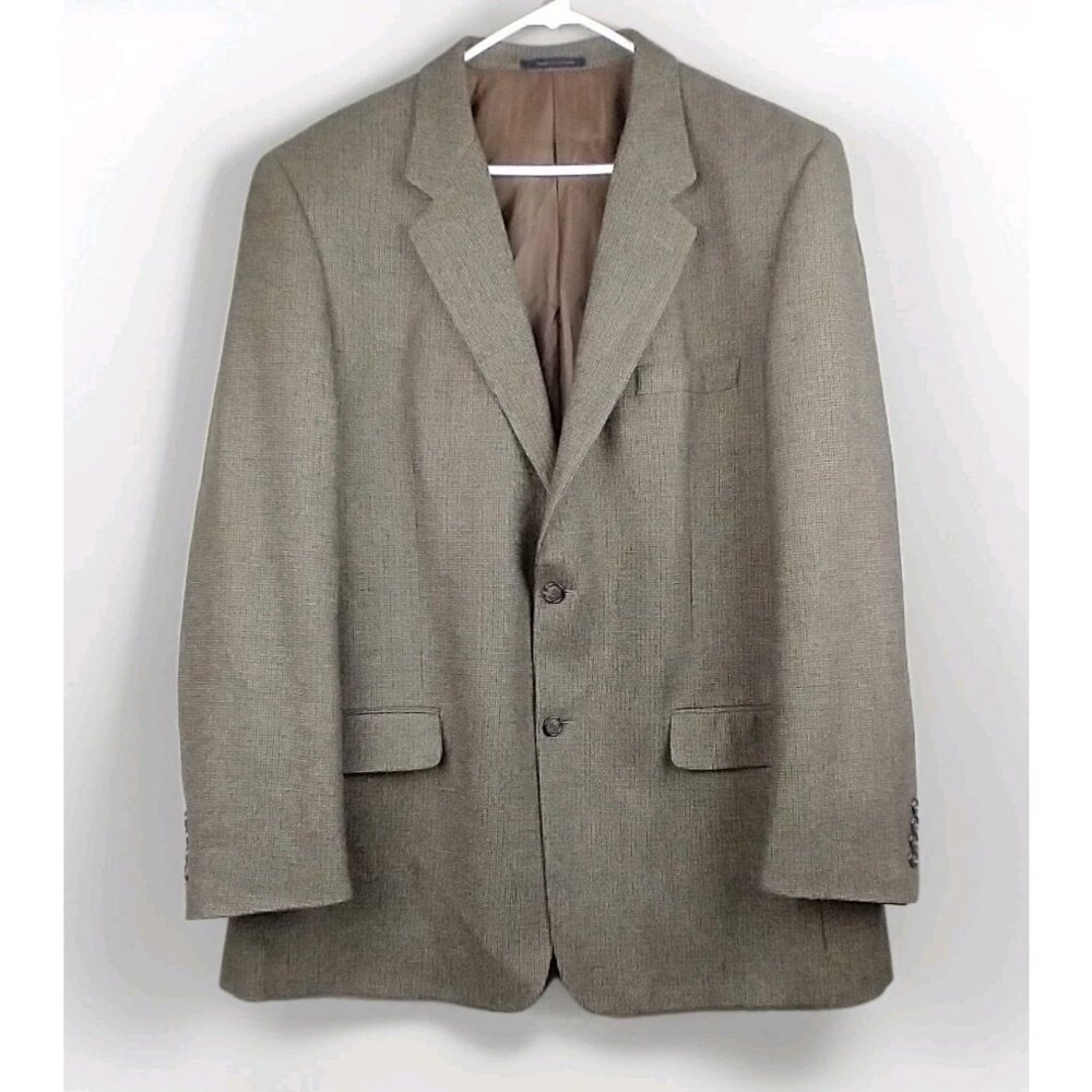 Club Room Macy's Wool Cashmere 46L 2 Button Brown Tweed Sport Coat Jacket Blazer